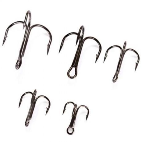 PROBEROS 50PCS NUMBER 2 / 4 / 6 / 8 / 10 FISHING TREBLE HOOK WITH BOX (GUN METAL)
