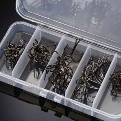 PROBEROS 50PCS NUMBER 2 / 4 / 6 / 8 / 10 FISHING TREBLE HOOK WITH BOX (GUN METAL)