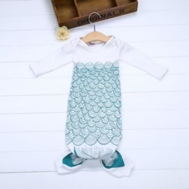 SWEET MERMAID ANIMAL LONG SLEEVE BABY CLOTHES SLEEPING BAG INFANT SLEEP SACK (WHITE AND GR