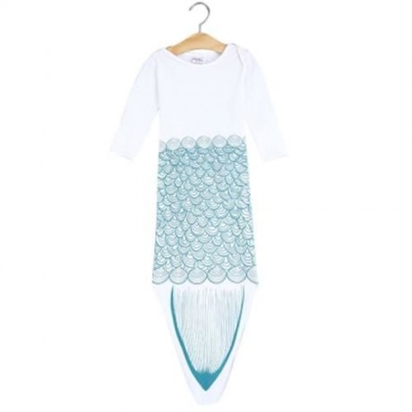 SWEET MERMAID ANIMAL LONG SLEEVE BABY CLOTHES SLEEPING BAG INFANT SLEEP SACK (WHITE AND GR