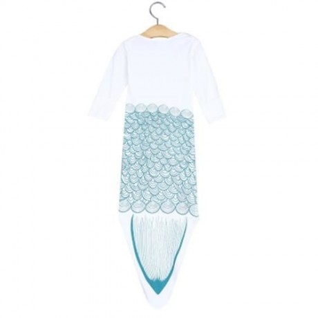 SWEET MERMAID ANIMAL LONG SLEEVE BABY CLOTHES SLEEPING BAG INFANT SLEEP SACK (WHITE AND GR