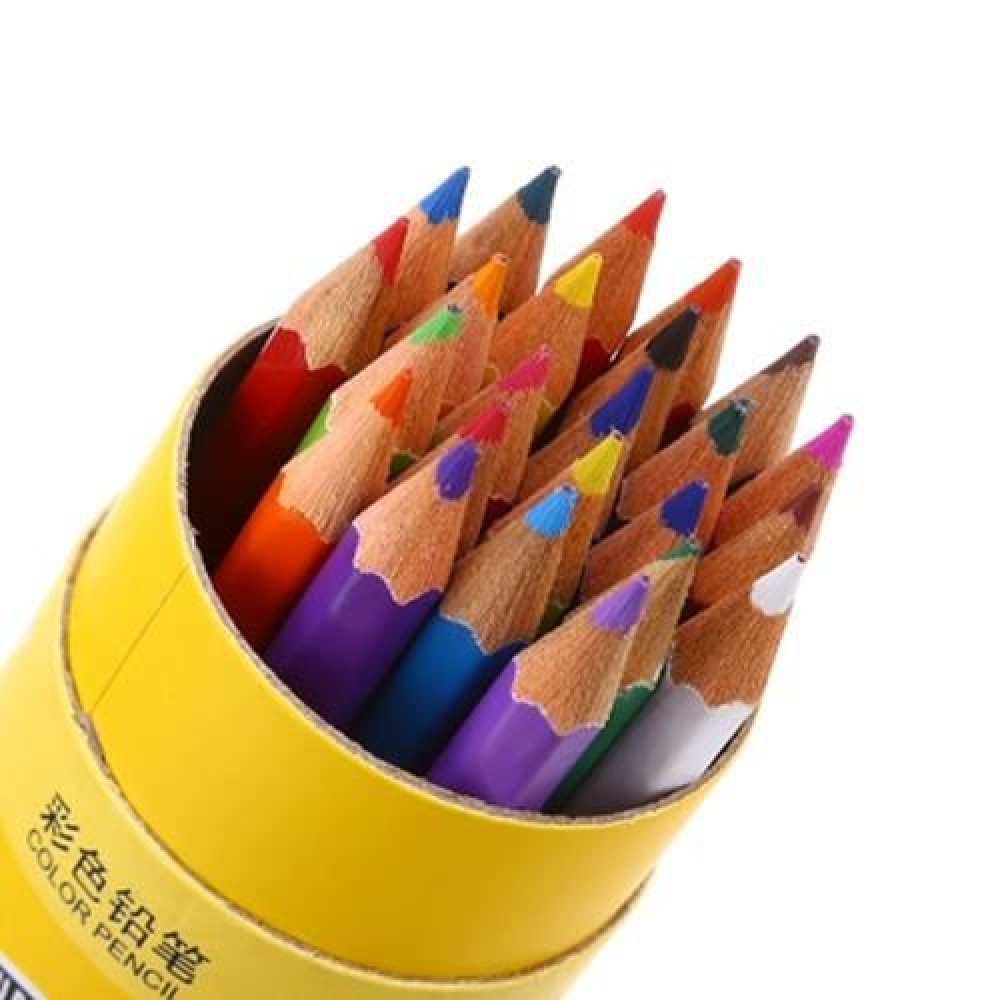 ZIBOM 24 COLORED WOODEN PENCIL KIT DRAWING PEN FOR ARTIST SKETCH (COLORMIX)