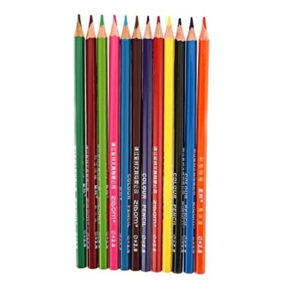 ZIBOM 12 COLORED WOODEN PENCIL KIT DRAWING PEN FOR ARTIST SKETCH (COLORMIX)