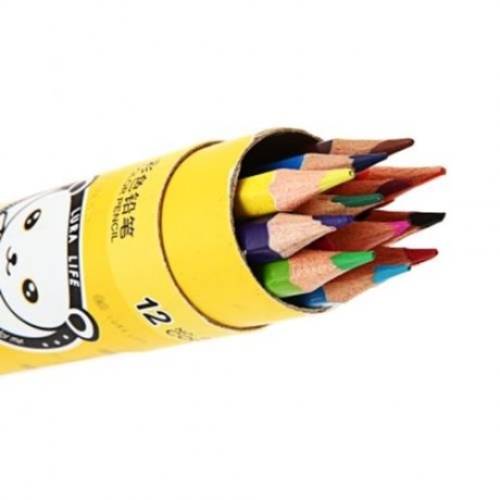 ZIBOM 12 COLORED WOODEN PENCIL KIT DRAWING PEN FOR ARTIST SKETCH (COLORMIX)