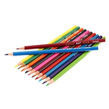 ZIBOM 12 COLORED WOODEN PENCIL KIT DRAWING PEN FOR ARTIST SKETCH (COLORMIX)