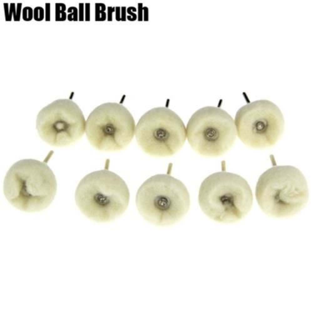 10PCS WOOL FINISHING BALL BRUSH BUFFING POLISHING ROTARY TOOL (MILK WHITE)