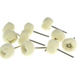 10PCS WOOL FINISHING BALL BRUSH BUFFING POLISHING ROTARY TOOL (MILK WHITE)