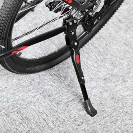 ALUMINUM ADJUSTABLE BIKE SIDE STICK STAND FOR ROAD MOUNTAIN BICYCLE (BLACK)