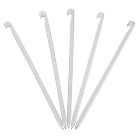 5PCS ALUMINUM ALLOY TENT STAKE HOOKS CAMPING TOOL (SILVER)