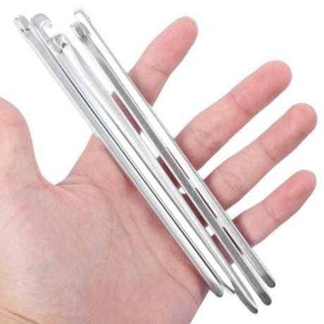 5PCS ALUMINUM ALLOY TENT STAKE HOOKS CAMPING TOOL (SILVER)