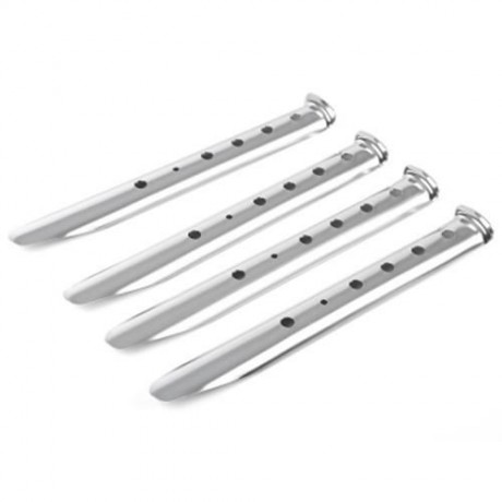 4PCS ALUMINUM ALLOY SNOWFIELD OR SAND USE TENT NAIL STAKES (SILVER)