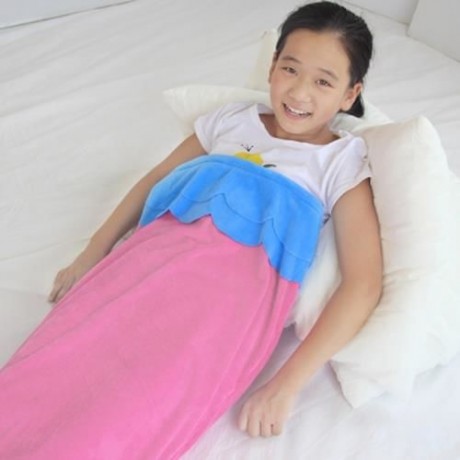 SOFT FLANNEL KIDS SLEEPING BAG / BLANKET FOR OUTDOOR / TRAVEL / HOME (LIGHT BLUE)