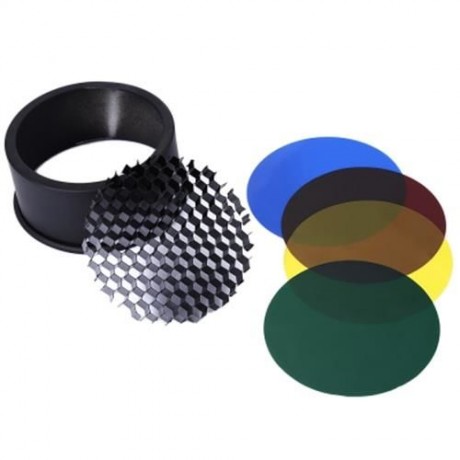 CY EXTENDER CONICAL HONEYCOMB GRID LARGE SIZE SNOOT WITH 5PCS COLOR FILTER (BLACK)