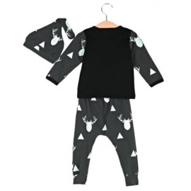 3PCS FASHION BOYS DEER HEAD PRINTED T-SHIRT TROUSERS WITH HAT (GRAY)