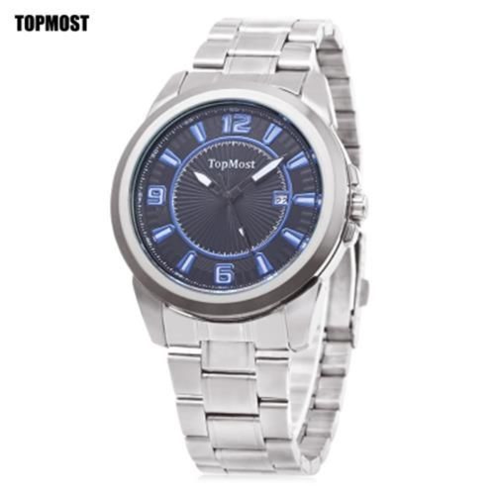 TOPMOST 1932 MEN QUARTZ WATCH DATE DISPLAY WATER RESISTANCE LUMINOUS POINTER WRISTWATCH (S