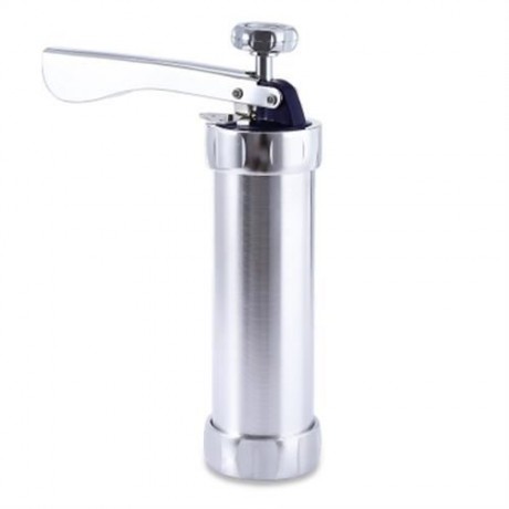 2 IN 1 COOKIES BISCUITS DECORATING GUN ALUMINIUM ALLOY BAKING TOOLS (SILVER)