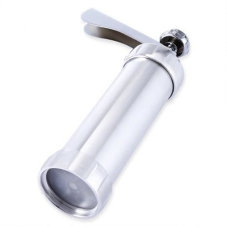 2 IN 1 COOKIES BISCUITS DECORATING GUN ALUMINIUM ALLOY BAKING TOOLS (SILVER)