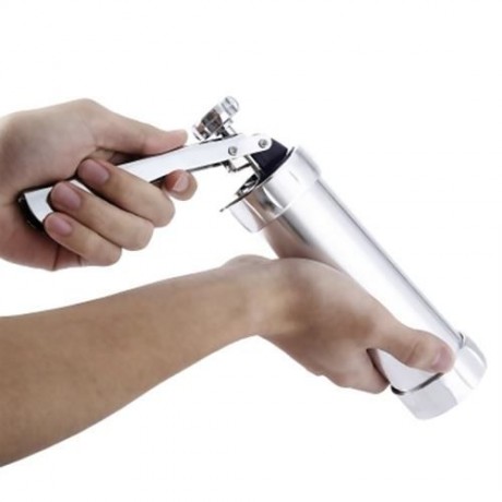 2 IN 1 COOKIES BISCUITS DECORATING GUN ALUMINIUM ALLOY BAKING TOOLS (SILVER)