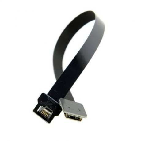 90 DEGREE DOWN ANGLED MICRO MALE TO MINI HDMI FEMALE FPV USE FPC FLAT CABLE (BLACK)