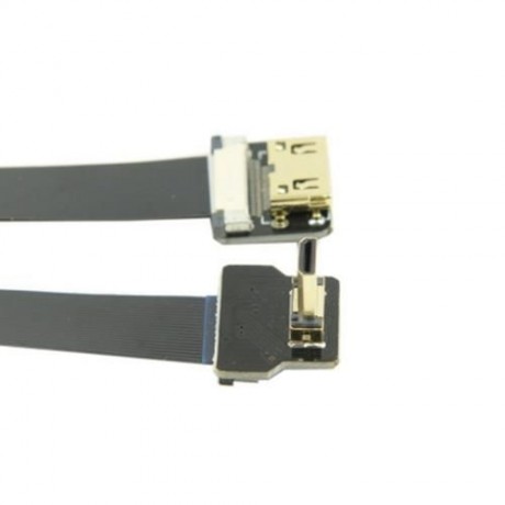 90 DEGREE DOWN ANGLED MICRO MALE TO MINI HDMI FEMALE FPV USE FPC FLAT CABLE (BLACK)