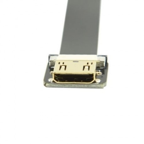 90 DEGREE DOWN ANGLED MICRO MALE TO MINI HDMI FEMALE FPV USE FPC FLAT CABLE (BLACK)