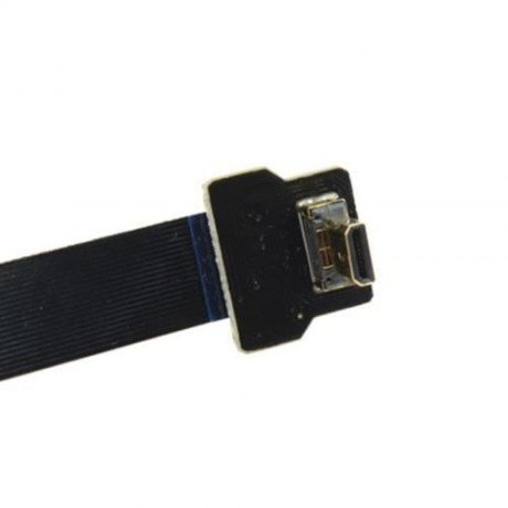 90 DEGREE DOWN ANGLED MICRO MALE TO MINI HDMI FEMALE FPV USE FPC FLAT CABLE (BLACK)