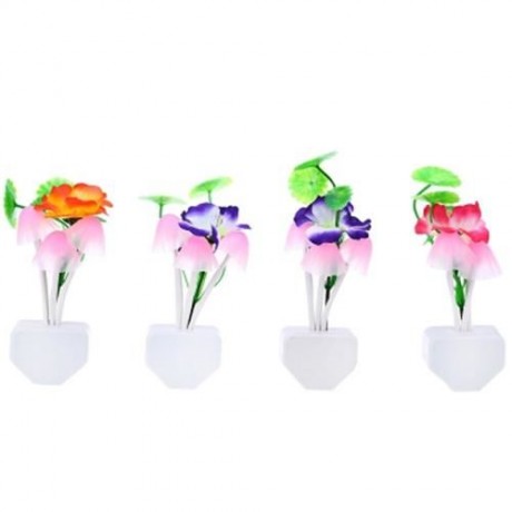 MUSHROOM COLOR CHANGING LED SENSOR NIGHT LIGHT WITH PLUM FLOWER (COLORMIX)