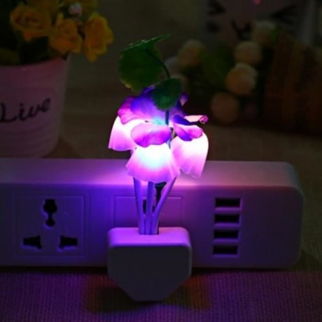 MUSHROOM COLOR CHANGING LED SENSOR NIGHT LIGHT WITH PLUM FLOWER (COLORMIX)