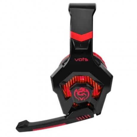 VOTS ANTI-NOISE COLORFUL LIGHT STEREO 3PCS 3.5MM USB PLUG GAMING HEADPHONES HEADSET (RED)