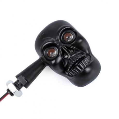 PAIR OF MOTORCYCLE MOTORBIKE SKULL SHAPE TURN SIGNAL LIGHT LED INDICATOR LAMP