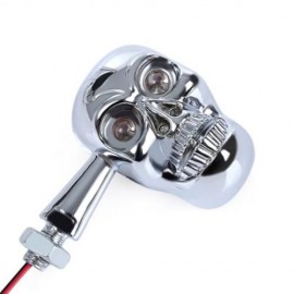 PAIR OF MOTORCYCLE MOTORBIKE SKULL SHAPE TURN SIGNAL LIGHT LED INDICATOR LAMP