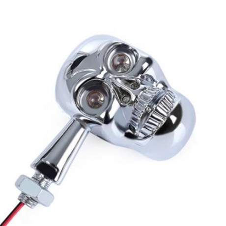 PAIR OF MOTORCYCLE MOTORBIKE SKULL SHAPE TURN SIGNAL LIGHT LED INDICATOR LAMP
