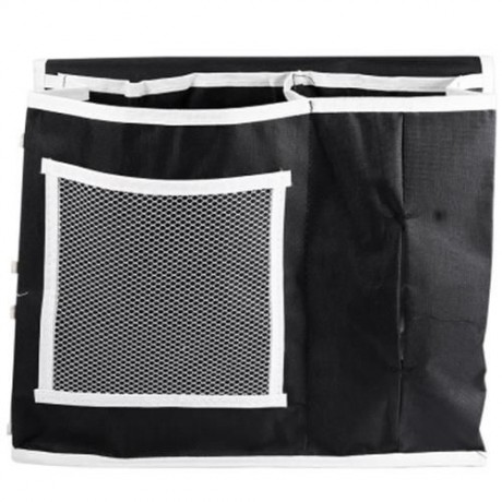 6 POCKETS BESIDE STORAGE MATTRESS FOR HEADBOARD BED BATHROOM (BLACK)