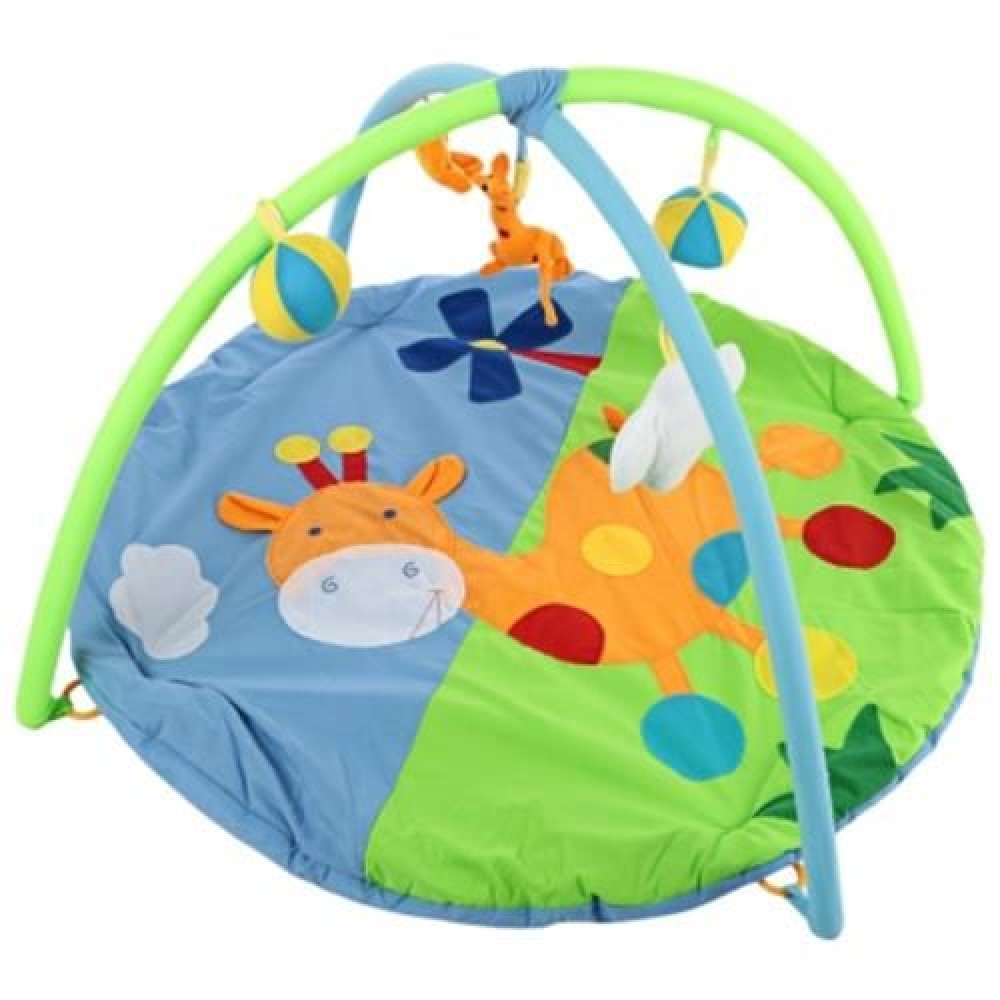 BABY SOFT PLAY MAT DEER GYM BLANKET WITH FRAME RATTLE CRAWLING TOY (COLORMIX)