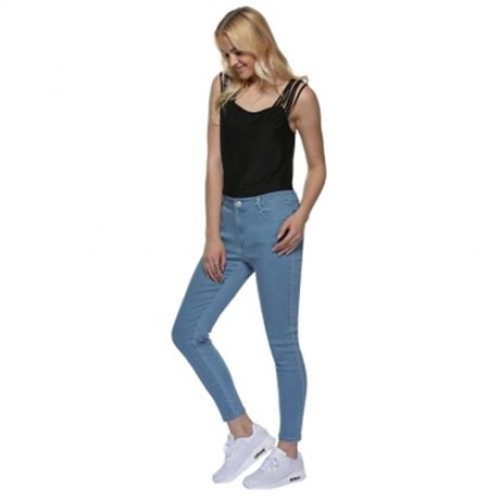 CHIC MID WAIST SKINNY DENIM PANTS FOR WOMEN (LIGHT BLUE)