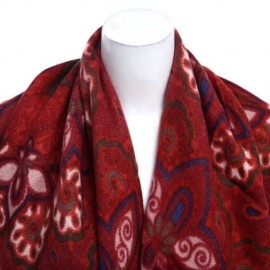 VINTAGE FLORAL PRINTED WEAVING WARM LADIES ACRYLIC SCARF (WINE RED)