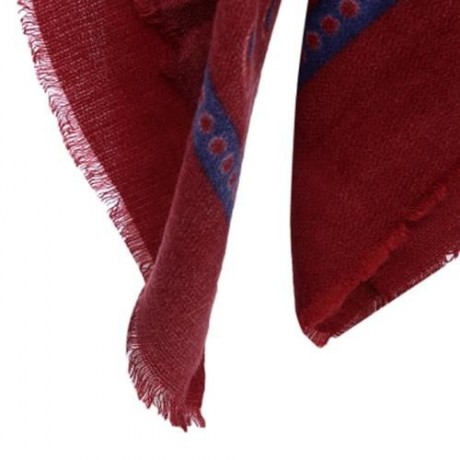 VINTAGE FLORAL PRINTED WEAVING WARM LADIES ACRYLIC SCARF (WINE RED)