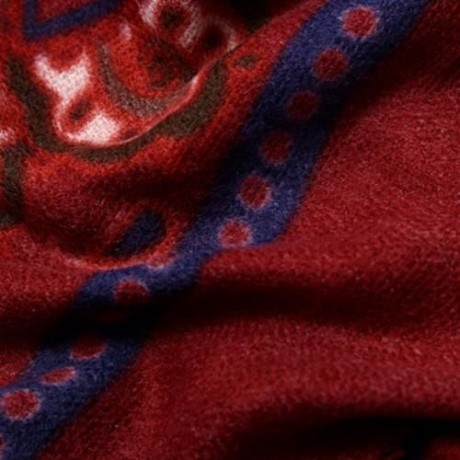 VINTAGE FLORAL PRINTED WEAVING WARM LADIES ACRYLIC SCARF (WINE RED)