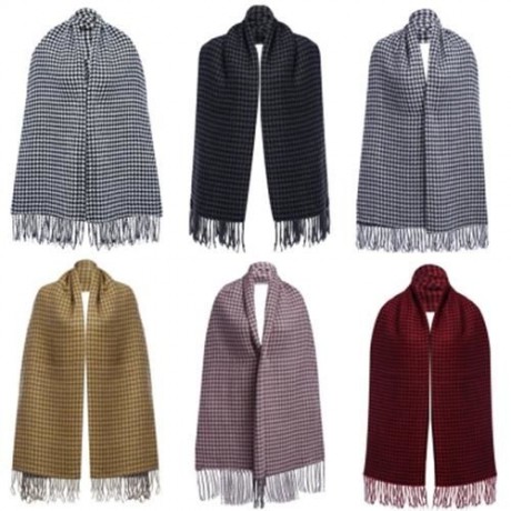 OVERSIZE TASSEL DECORATION LATTICE DESIGN LADIES WARM SCARF (RED)