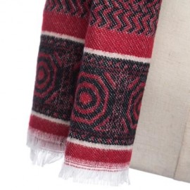 NATIONAL WIND OVERLENGTH GEOMETRY PRINT PASHMINA SCARF FOR LADIES (RED)