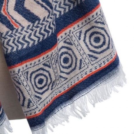 NATIONAL WIND OVERLENGTH GEOMETRY PRINT PASHMINA SCARF FOR LADIES (BLUE)