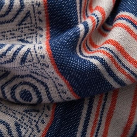 NATIONAL WIND OVERLENGTH GEOMETRY PRINT PASHMINA SCARF FOR LADIES (BLUE)