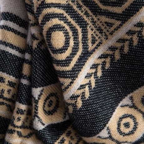 NATIONAL WIND OVERLENGTH GEOMETRY PRINT PASHMINA SCARF FOR LADIES (LIGHT YELLOW)