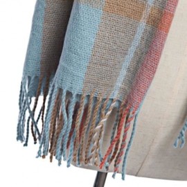 OVERSIZE GRID PRINTED PASHMINA LADIES TASSEL SCARF (LAKE BLUE)