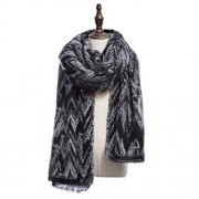 VINTAGE RHOMBUS PRINTED LADIES WARM SCARF (BLACK)
