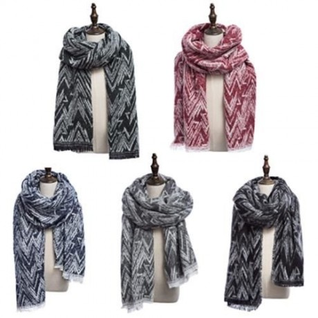 VINTAGE RHOMBUS PRINTED LADIES WARM SCARF (SAPPHIRE BLUE)