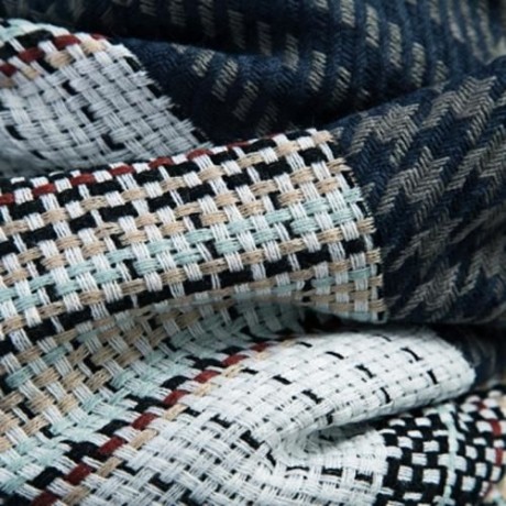 OVERSIZE GRID DESIGN DOUBLE FACED LADIES WARM SCARF (BLUE)