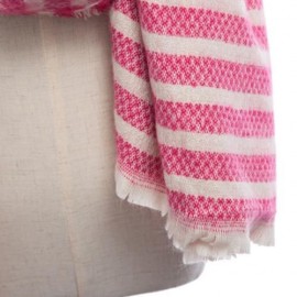 VINTAGE OVERSIZE STRIPE KNITTING LADIES WARM SCARF (PINK)