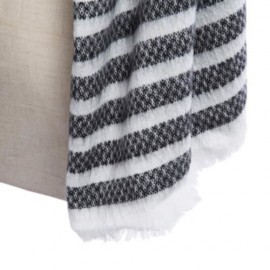 VINTAGE OVERSIZE STRIPE KNITTING LADIES WARM SCARF (GRAY)
