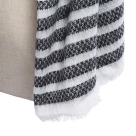VINTAGE OVERSIZE STRIPE KNITTING LADIES WARM SCARF (GRAY)
